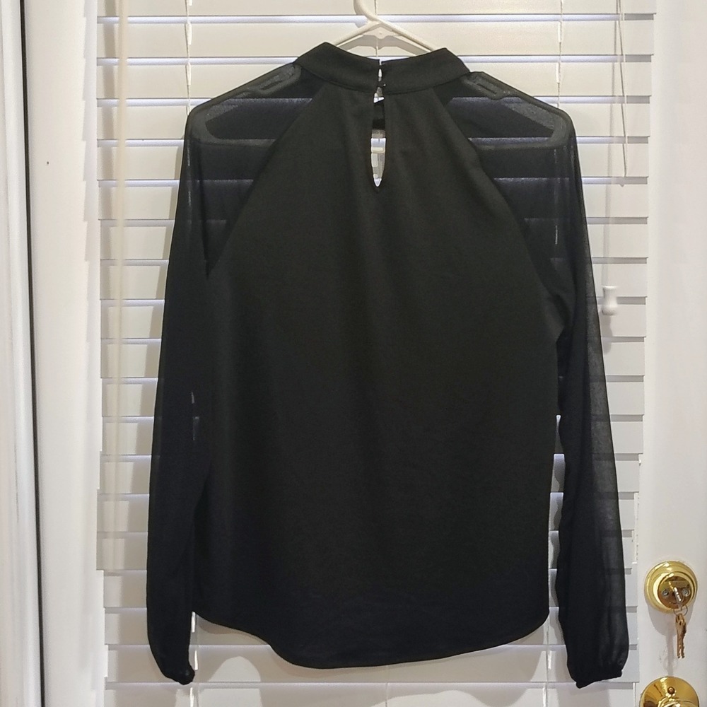 WORTHINGTON BLACK SHEER LONG SLEEVE TOP WOMEN SM DARK COTTAGECORE FAIRY GRUNGE - Picture 4 of 4